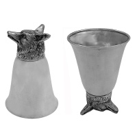 Pair of Sterling Silver Fox Stirrup Cups 1960